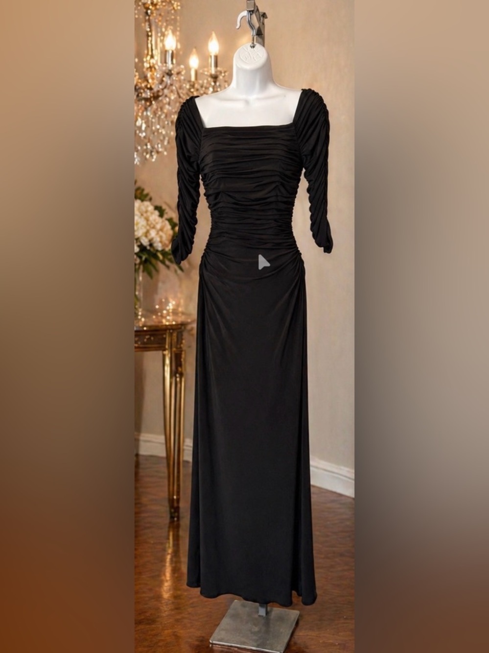 Laundry By Shelli Segal Black Ruched Evening Gown Maxi Dress Size 2